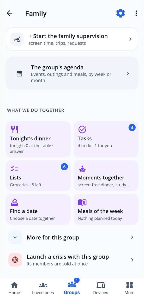 The Family group: find a date, outing, dinner, tasks, lists, meals, school runs