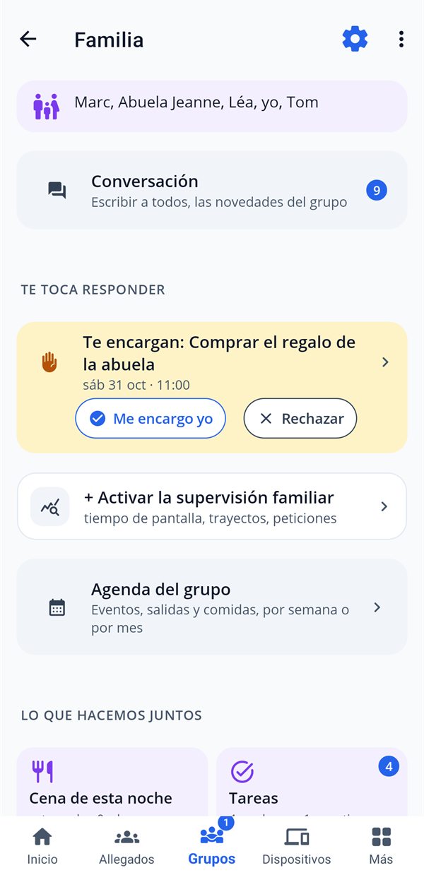El grupo Familia: activar la supervisión familiar, la agenda del grupo