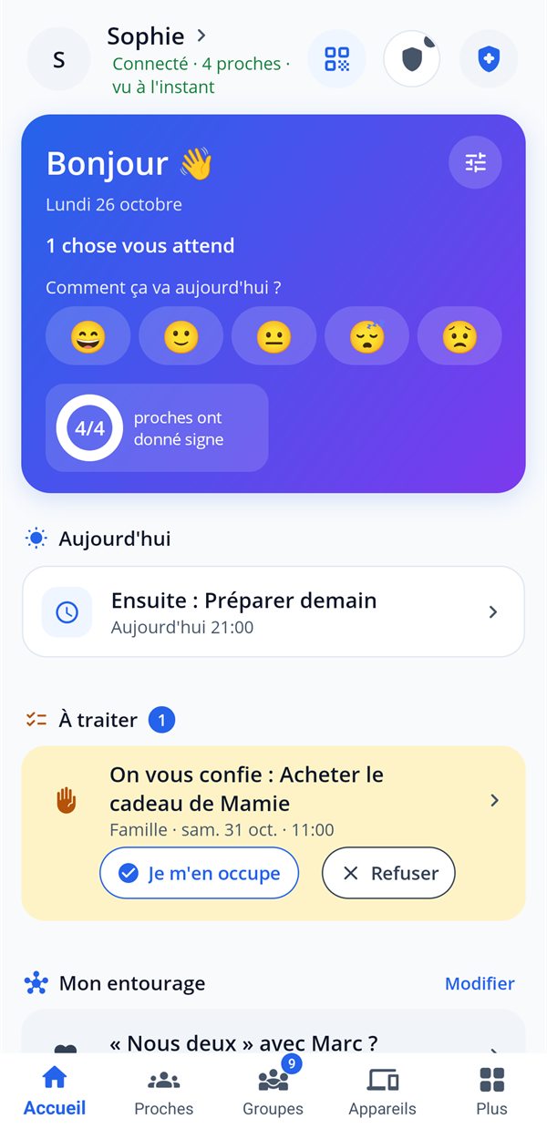 L'accueil de HeyUs&nbsp;: la journée, une tâche confiée par Marc, mes proches et mes groupes
