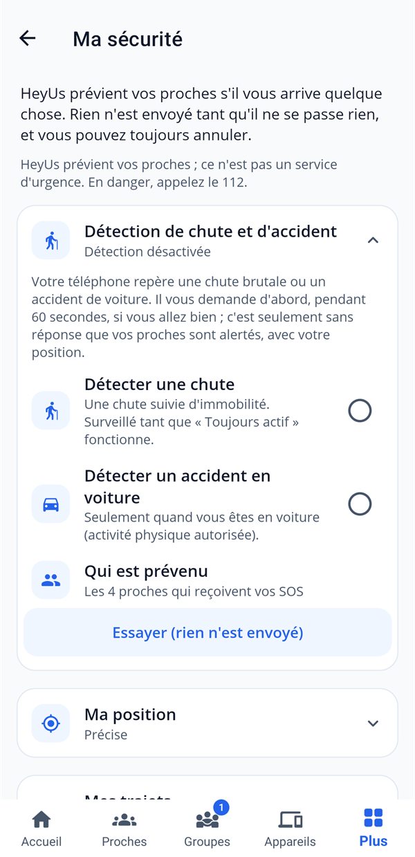 Ma sécurité&nbsp;: détection de chute et d'accident, qui est prévenu