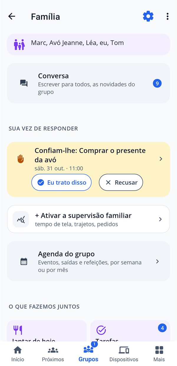 O grupo Família: ativar a supervisão familiar, a agenda do grupo