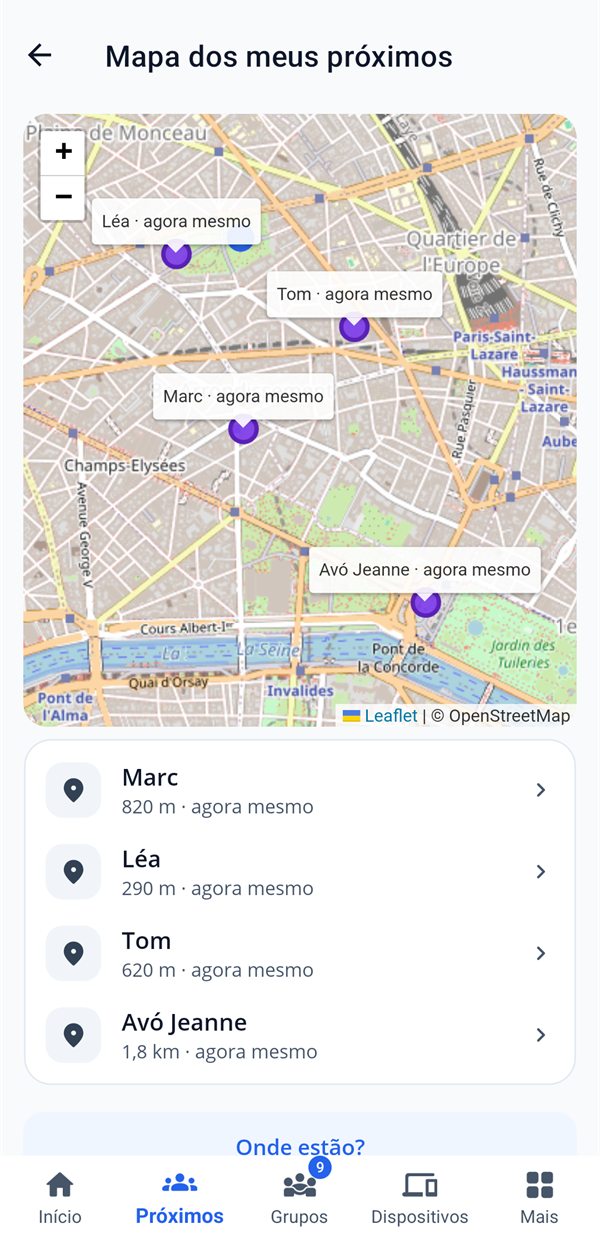 O mapa dos próximos: Marc, Léa, Tom e Avó Jeanne